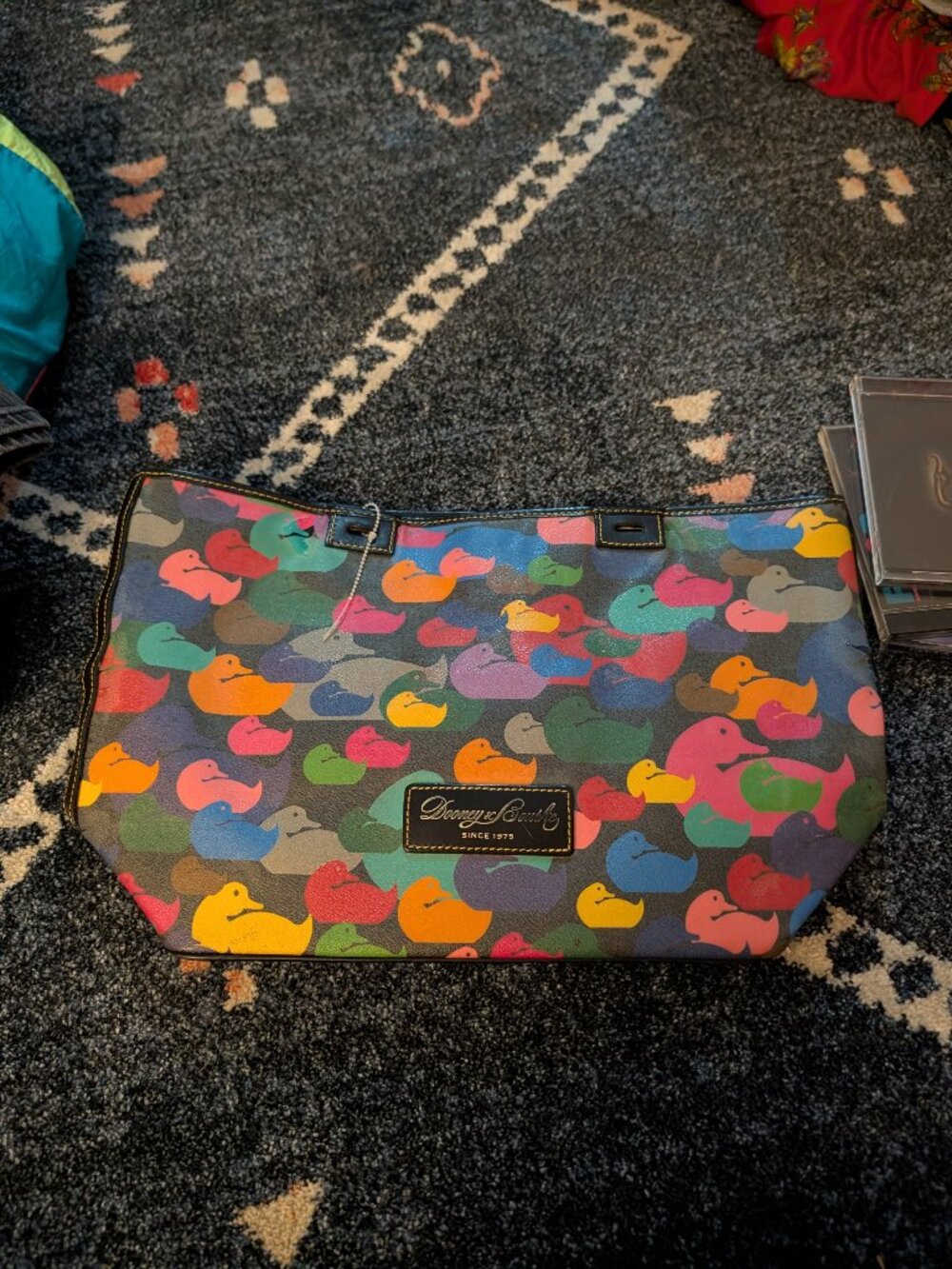 Dooney & Bourke Wonder Duck East West Tote Multicolor Y2K Missing Strap